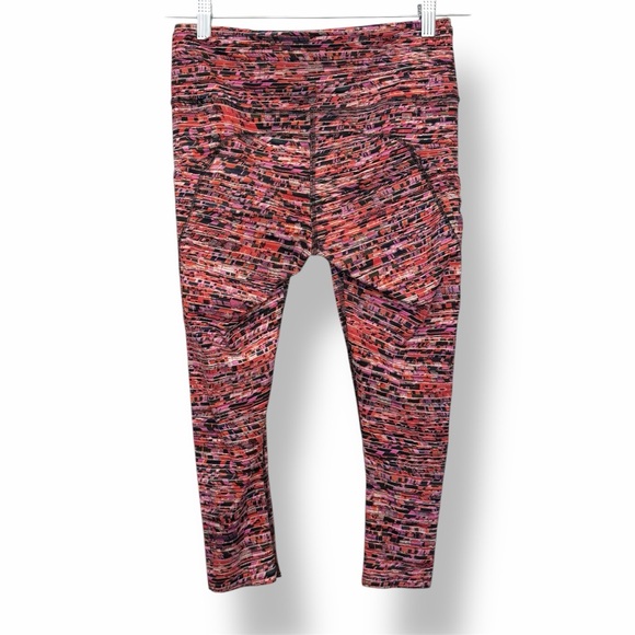 Lululemon Fast and Free Crop II 19” Leggings Nulux Flash Pleat Orange Multi - Picture 4 of 6